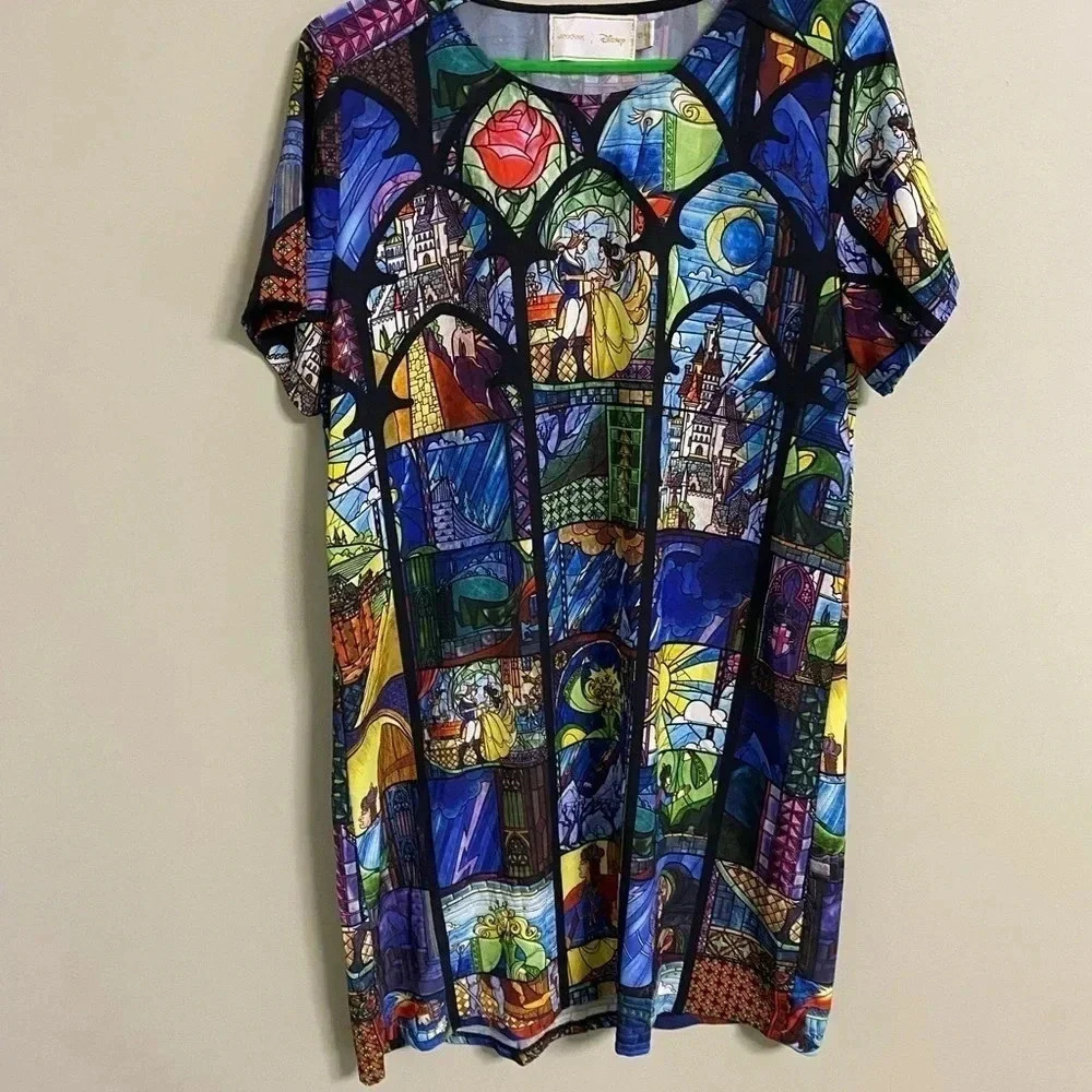 MinkPink Disney Ever After Stained Glass Short Dress Size Small Beauty & Beast - Picture 2 of 7